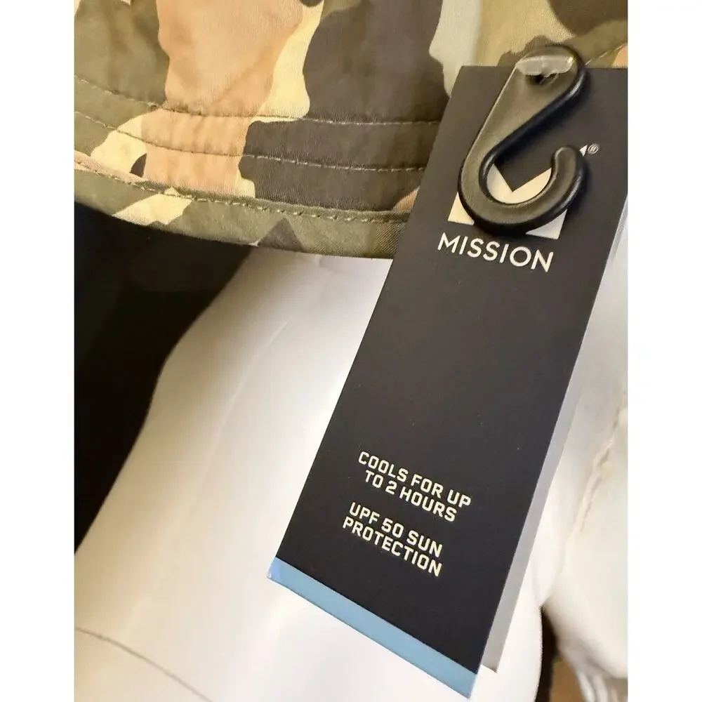 NWT Mission Camo Safari Cool UPF50 Wide Brim Boonie Drawstring Unisex Bucket Hat